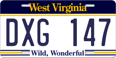 WV license plate DXG147