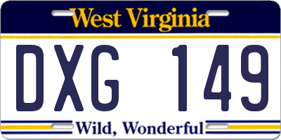 WV license plate DXG149