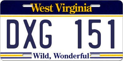 WV license plate DXG151