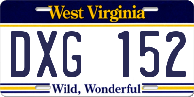 WV license plate DXG152