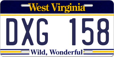 WV license plate DXG158