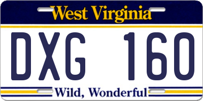 WV license plate DXG160