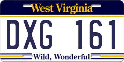 WV license plate DXG161