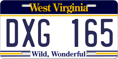 WV license plate DXG165