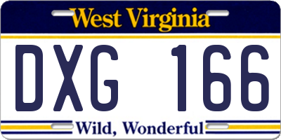 WV license plate DXG166