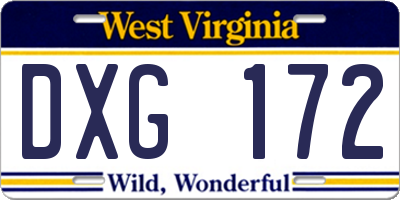 WV license plate DXG172