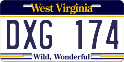 WV license plate DXG174