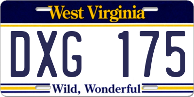 WV license plate DXG175