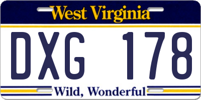 WV license plate DXG178