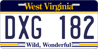 WV license plate DXG182