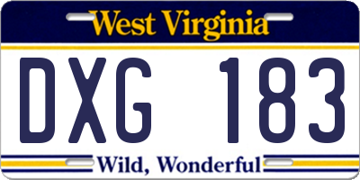 WV license plate DXG183