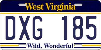 WV license plate DXG185