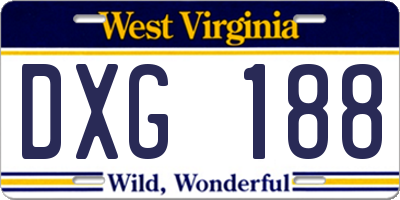 WV license plate DXG188