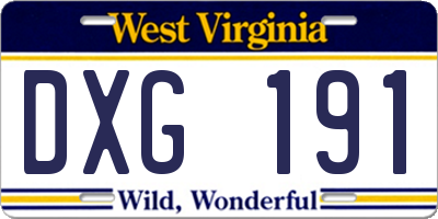 WV license plate DXG191