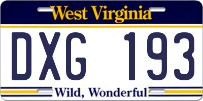 WV license plate DXG193
