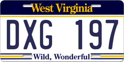 WV license plate DXG197