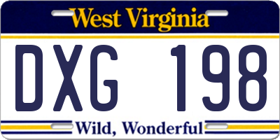 WV license plate DXG198