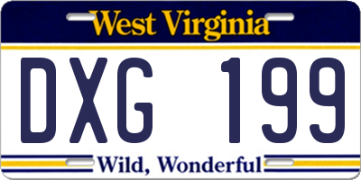 WV license plate DXG199