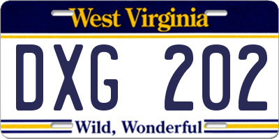 WV license plate DXG202
