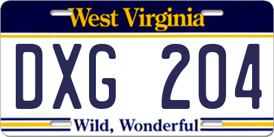 WV license plate DXG204