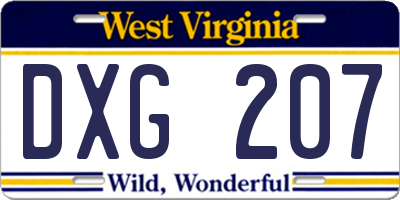 WV license plate DXG207