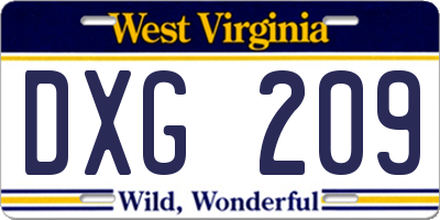 WV license plate DXG209