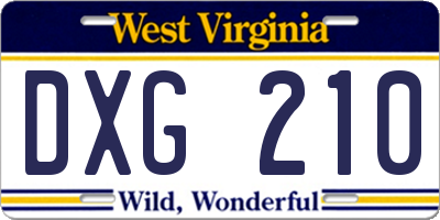 WV license plate DXG210