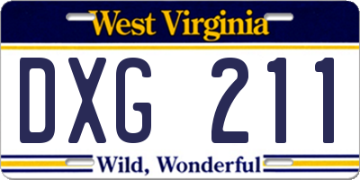 WV license plate DXG211