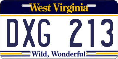 WV license plate DXG213