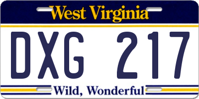WV license plate DXG217