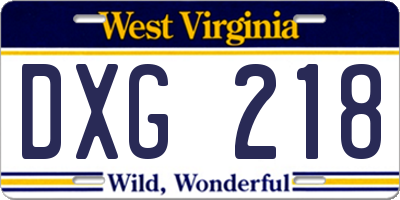 WV license plate DXG218