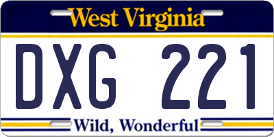 WV license plate DXG221