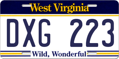 WV license plate DXG223