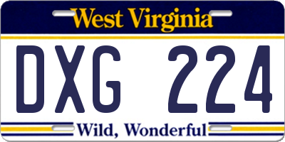 WV license plate DXG224