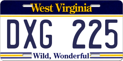 WV license plate DXG225