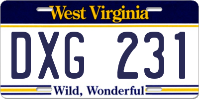 WV license plate DXG231