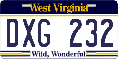WV license plate DXG232