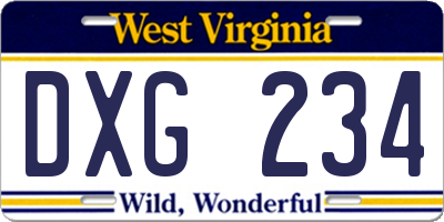 WV license plate DXG234