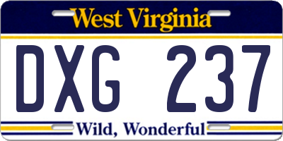 WV license plate DXG237