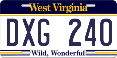 WV license plate DXG240