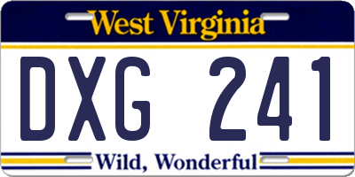 WV license plate DXG241