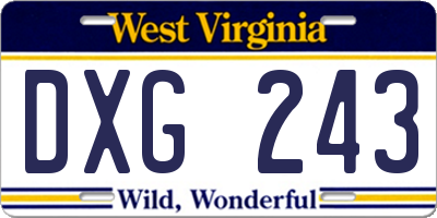 WV license plate DXG243