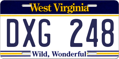 WV license plate DXG248