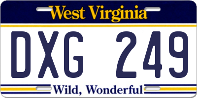 WV license plate DXG249
