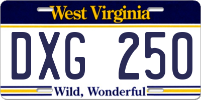 WV license plate DXG250