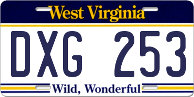 WV license plate DXG253