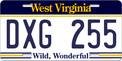 WV license plate DXG255