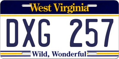 WV license plate DXG257