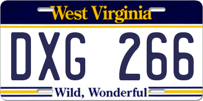 WV license plate DXG266