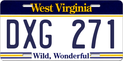 WV license plate DXG271